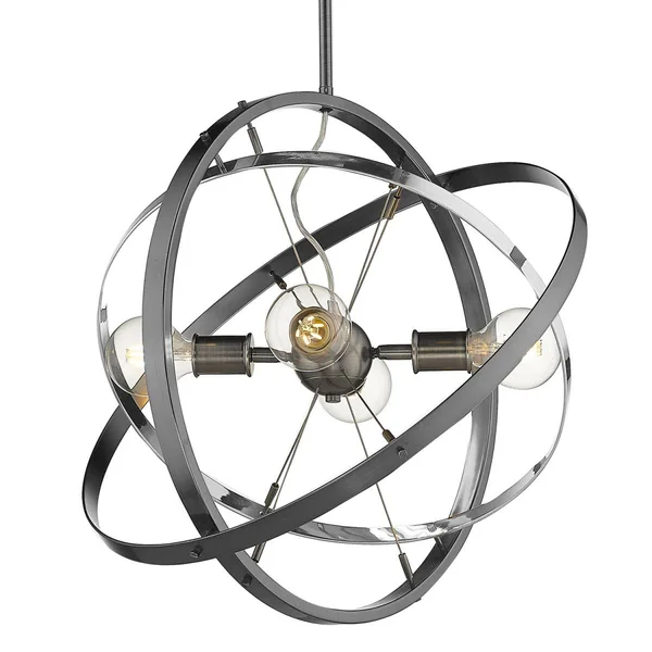 22 in. Atom 4 Light Brushed Steel Chrome & Brushed Steel Chandelier Ceiling Light SU1556549