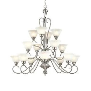 Fleur De Lis Living Birchview 16-Light Shaded Chandelier Finish: Satin Nickel