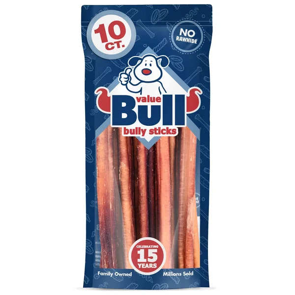 ValueBull Bully Sticks for Dogs, Super Jumbo 12 inch, 10 Count