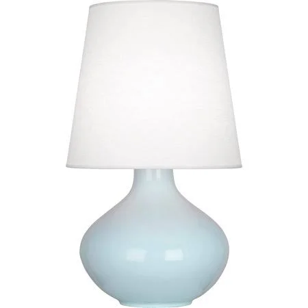 Baby Blue Tone Finish Table Lamps 16 inch Wide Oyster Linen Shade Ceramic Material E26 A Bulb 1 Light Fixture - Size: 0.5 in