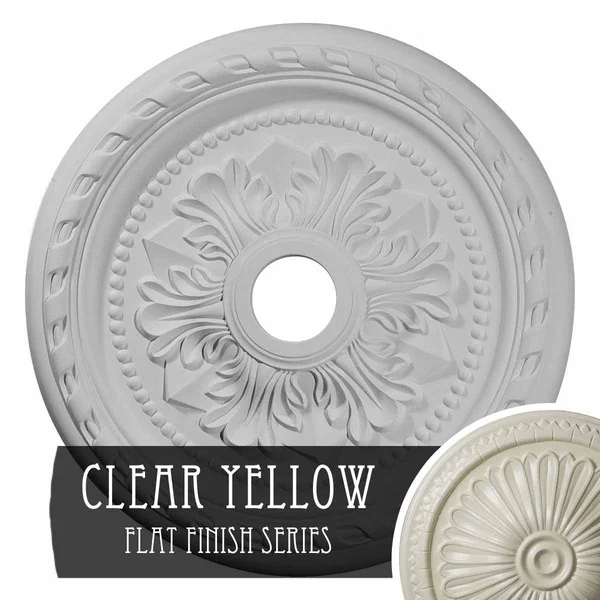 23 5/8x22OD x 3 5/8x22ID x 1 5/8x22P Palmetto Ceiling Medallion (Fits Canopies Up to 3 5/8x22) - Hand-Painted Clear Yellow