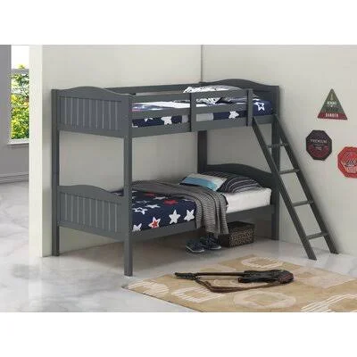Parley Solid Wood Standard Bunk Bed by Oliver Harriet Bee Bed Frame Color: Gray, Size: Twin Over Twin