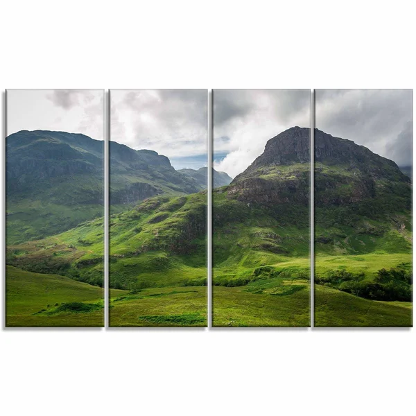 Designart - Summer in Scotland - 4 Panels Landscape Photo Canvas Print
