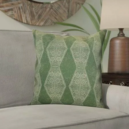 Bungalow Rose Soluri Pyramid Striped Geometric Throw Pillow, Green