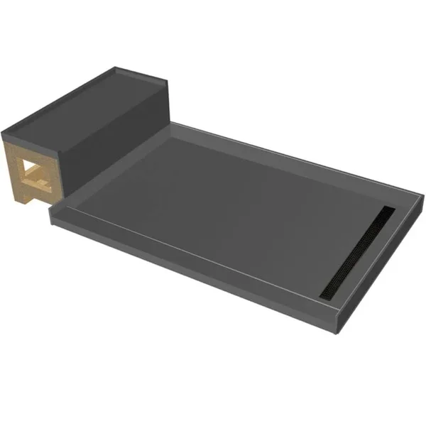 Tile Redi RT4860R-RB48-KIT Base N Bench 72x22 x 48x22 Rectangular Shower Base with Single Threshold and Right Drain Oil Rubbed B