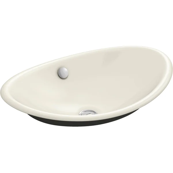 Kohler K-5403-P5-96 Iron Plains Wading Pool Oval Bathroom Sink with Iron Black Painted Underside - Biscuit