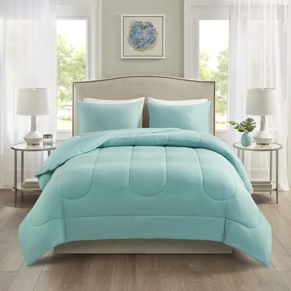 Comfort Spaces Rolland Comforter Set-Casual Heathered Design, Ultra Soft Knit Cover All Season Down Alternative Cozy Bedding wit