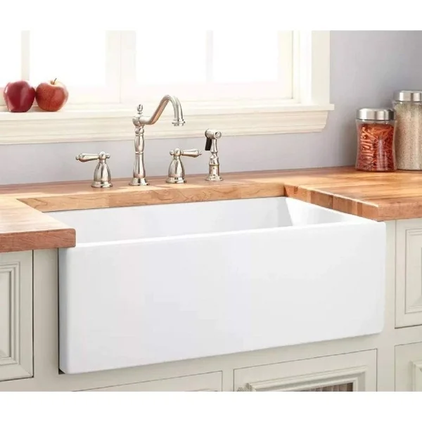 Winpro WPL3318S Fireclay 33x22 L x 18x22 W Farmhouse Kitchen Sink