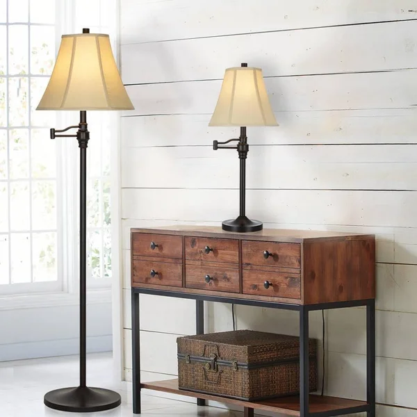 Cresswell 57.5 in. Bronze Swing Arm Floor Lamp