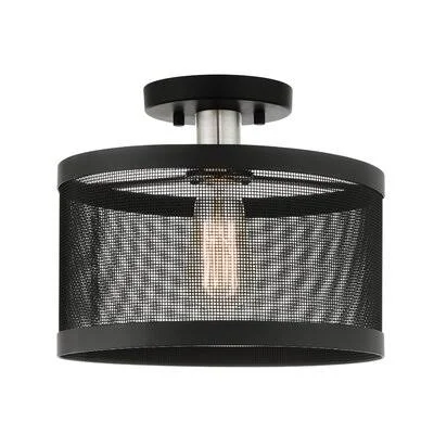 Emilia 1-Light 11'' Flush Mount Mercury Row Shade Color: Black