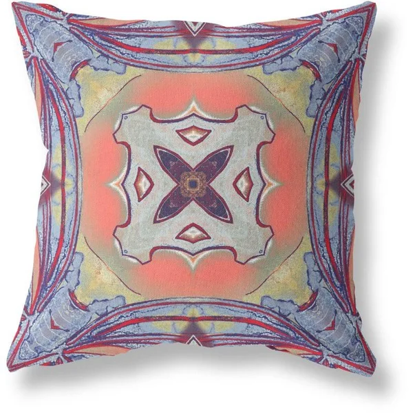 Pastel Floral Squares Broadcloth Zippered Pillow Purple Orange 26x22x26x22