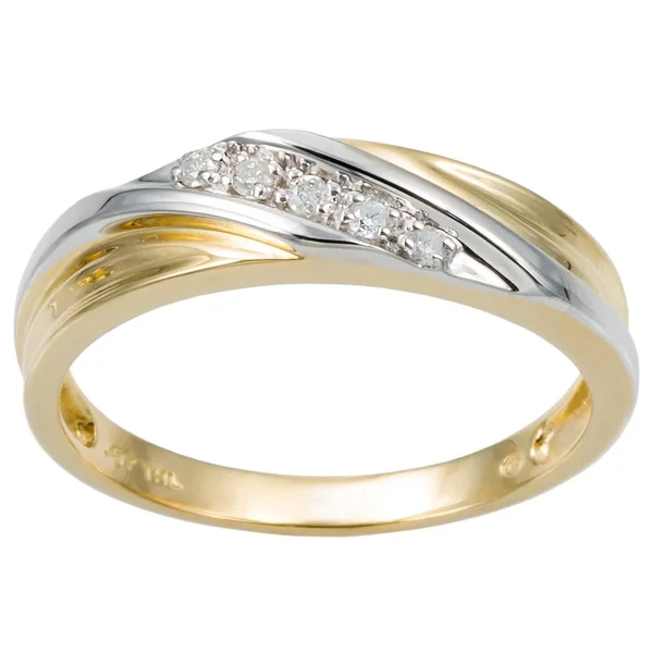 PalmBeach Jewelry Men's 1/10 TCW Round Diamond Two-Tone 10K Gold Diagonal Wedding Band Ring