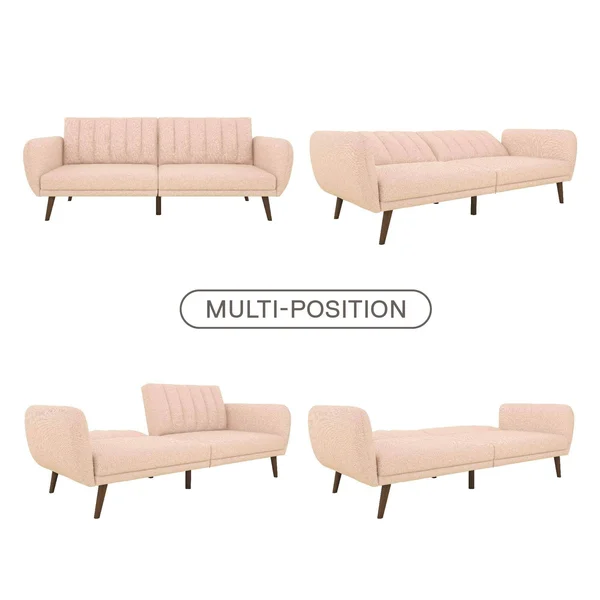 Novogratz Brittany Sofa Futon - Premium Upholstery and Wooden Legs - Pink