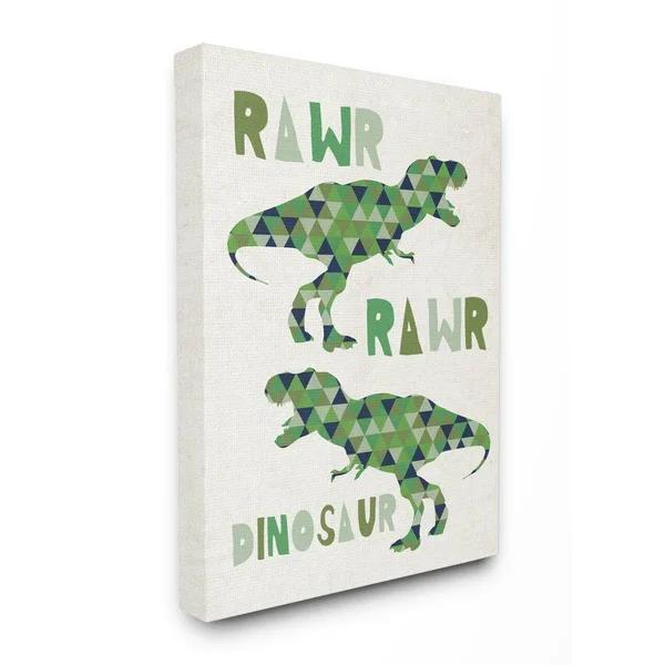 Stupell Industries Rawr Blue Green Dinosaur Kids Word Design Canvas Art - ShopLadder