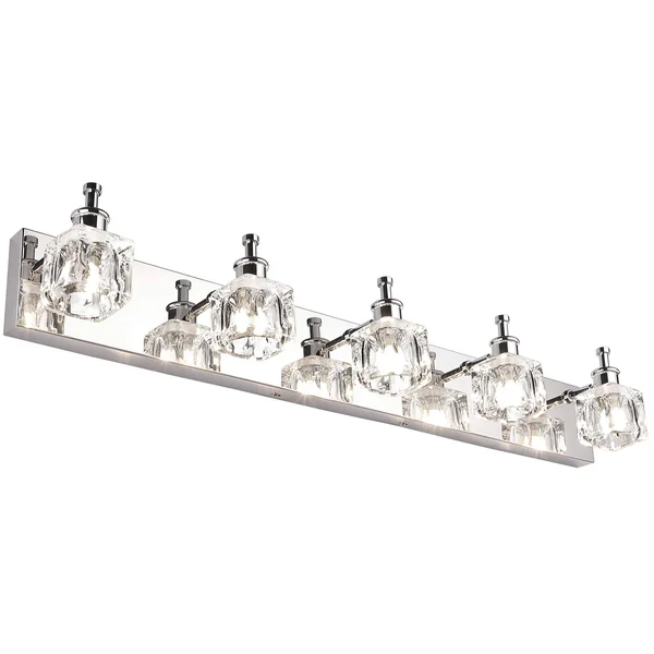 PRESDE Bathroom Vanity Light Fixtures Over Mirror Modern LED 5 Lights Glass Shade