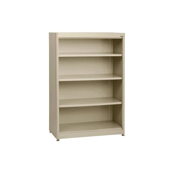 Sandusky 4-Shelf Radius Edge Steel Stationary Bookcase, Putty