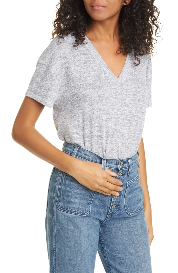 Rag & Bone Women's Avryl V-Neck T-Shirt 0400012129014 - Large, Light Heather Grey