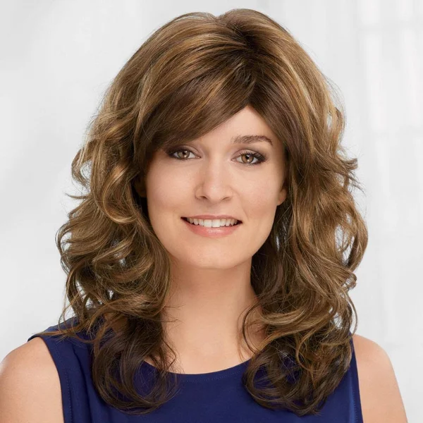 Emmeline WhisperLite Wig by Paula Young in Brunette - Curly Long Wig