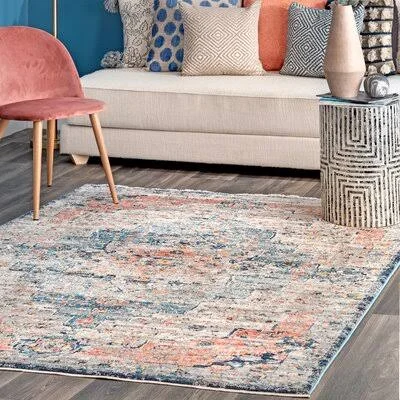 Deja Oriental Blue/Red/Tan Area Rug Bungalow Rose Rug Size: Rectangle 10& x 14&