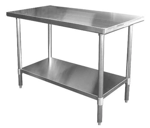Ace Wt-ee3018 Economy Flat Top Work Table with Stainless Steel Top - 1 Galvanized Undershelf & Adjustable Bullet Feet, 30 inc