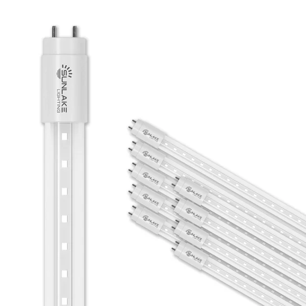 SunLake Lighting 4ft LED T8 Tube Ballast Bypass 18W Clear Lens Type B Installation 5000K Daylight