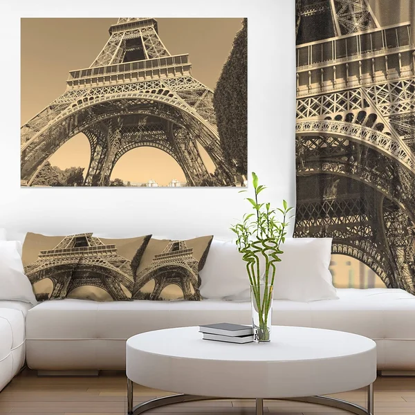 Design Art Iconic Paris Eiffel Tower View from Ground Cityscape Photographic Print on Wrapped Canvas Size: 28x22 H x 60x22 W x 1