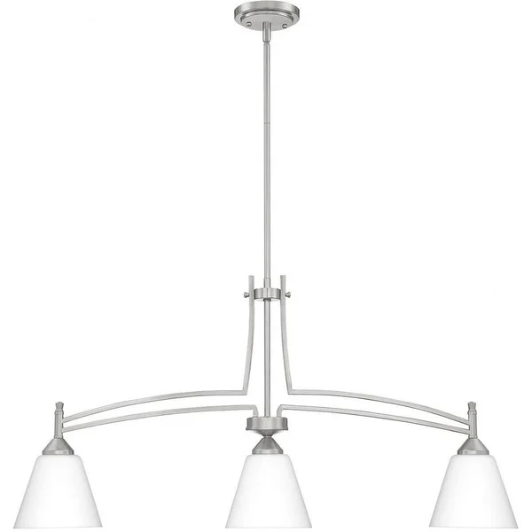 Linear Chandelier 3 Light Steel Brushed Nickel Finish with Opal Etched Glass - 71-BEL-3383575 - Bailey Street Home