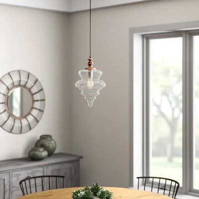 Amiya 1-Light Single Schoolhouse Pendant Mistana Color: Copper/Clear