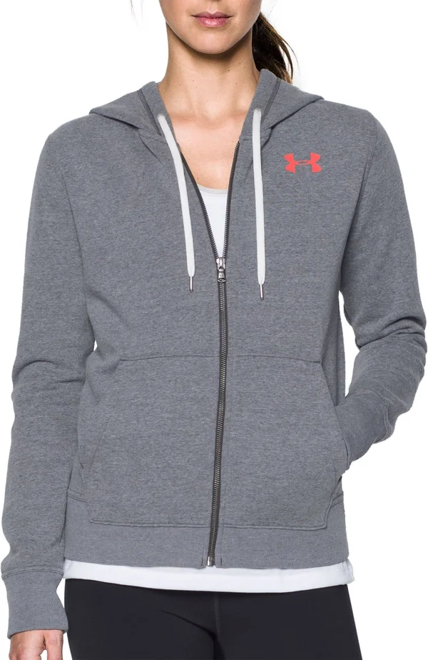 Under Armour Women's Favorite Fleece Full Zip Hoodie - Carbon Heather /Charcoal, Large
