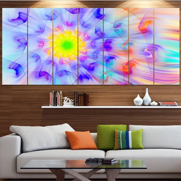 Design Art 'Large Yellow Alien Fractal Flower' 6 Piece Graphic Art Print Set on Canvas