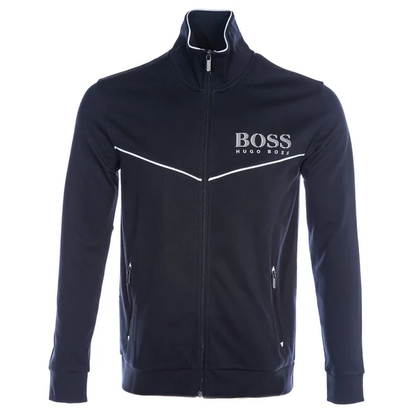 Boss Tracksuit Jacket Sweat Top in Navy