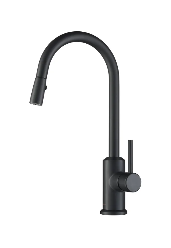 Stufurhome Brighton Kitchen Faucet w/ Spray Head Gooseneck Matte Black Single Lever Mixer ST1300MB