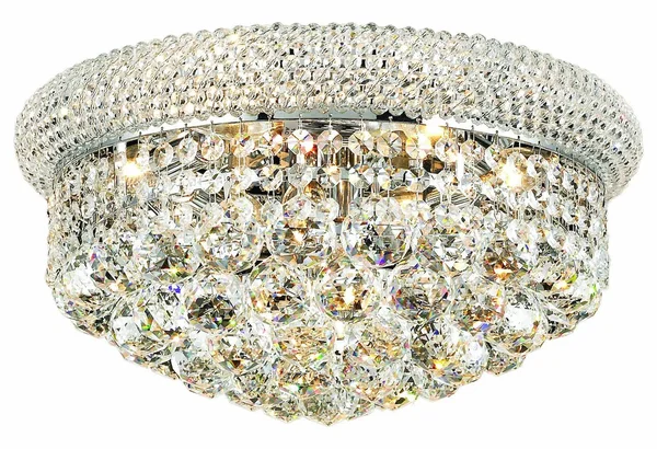 Elegant Lighting V1800F16C/EC Primo 8 Light Chrome Flush Mount Clear Elegant Cut Crystal