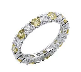Diamonique & Canary Eternity Band Ring - Platinum Clad, Size 8, None