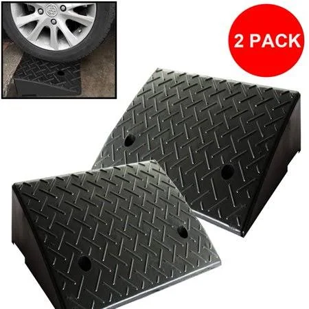 Walfront 2pcs Heavy Duty Rubber Curb Ramps - Professional Car Slope Ramp Motorcycle Vehicle Wheelchair Threshold Ramp Loading Doc