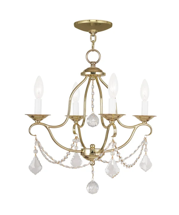 Livex Lighting 6424-02 Chesterfield 4 Light Mini Chandelier - Polished Brass