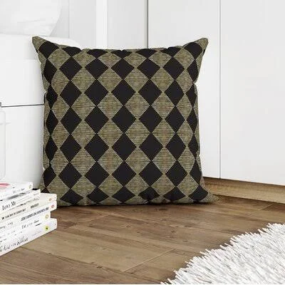 Savoie Geometric Throw Pillow Union Rustic Color: Black/Gold, Size: 24x22 x 24x22