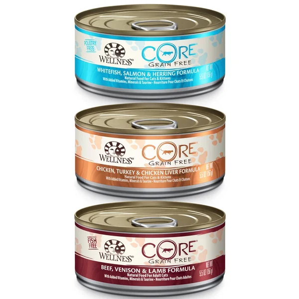Wellness Core Natural Grain Free Best Sellers Smooth Pate Variety Pack Canned Cat Food - 5.5 oz, Case of 30