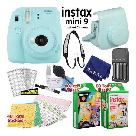 Fujifilm Instax Mini 9 Instant Camera (Ice Blue) Mid-Range (4-Pack)
