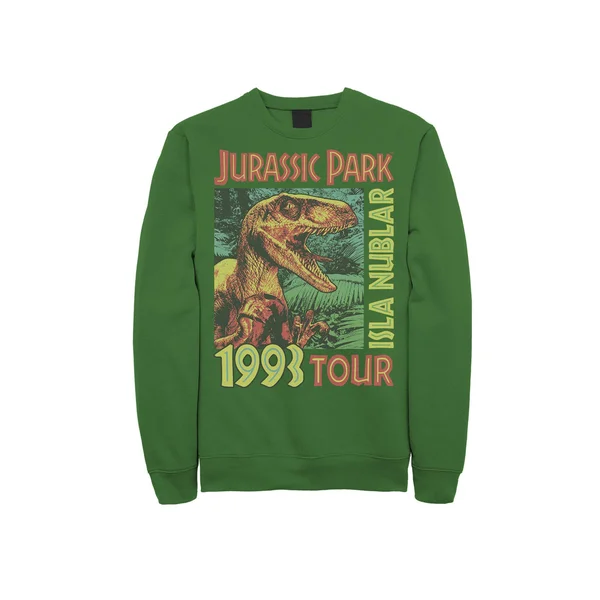 Men's Jusrassic Park Isla Nublar 1993 Tour Poster Sweatshirt, Size: XXL, Green