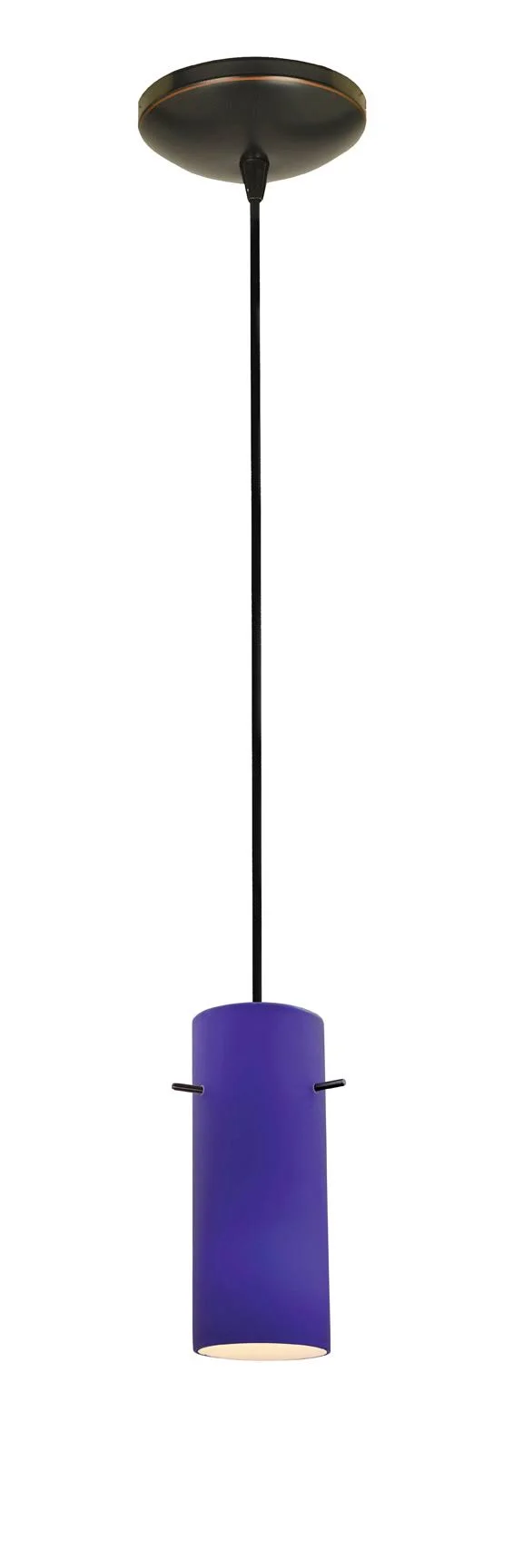 Access Lighting 28030-1C-BS/RUSKY Sydney 1 Light Cylinder Glass Pendant in Brushed Steel with Ruby Sky Glass