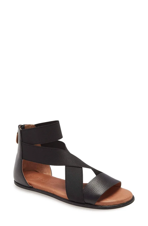 Gentle Souls by Kenneth Cole Women's Break Elastic Sandals - Black